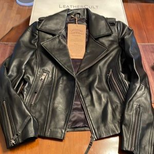 New LeatherCult Black Leather Jacket. Handmade 11/2021. Women’s size 36 (XS/S).
